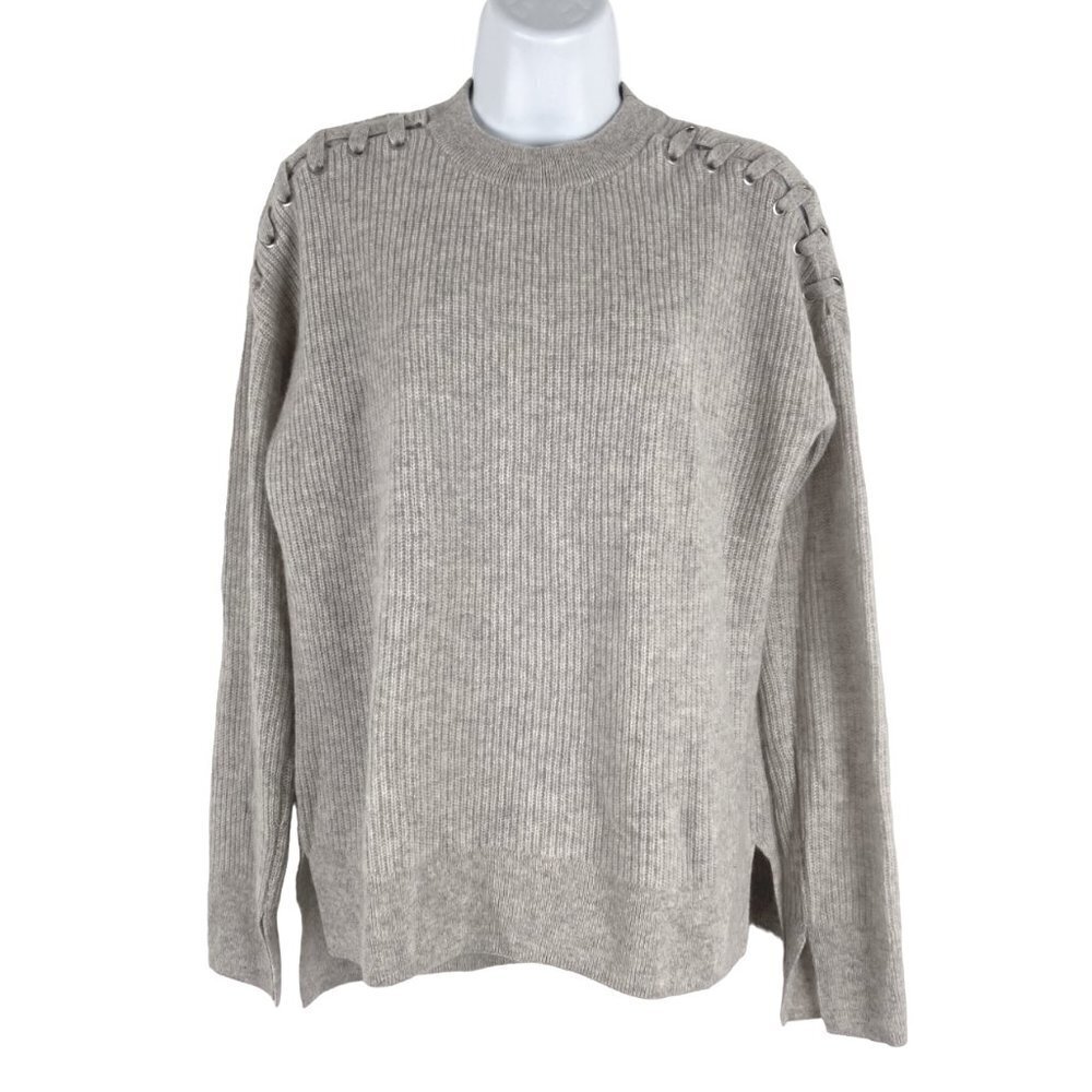 C By Bloomingdale's Sweater Women's XS 2 Ply‎ Cashmere Ribbed Gray FS-1022